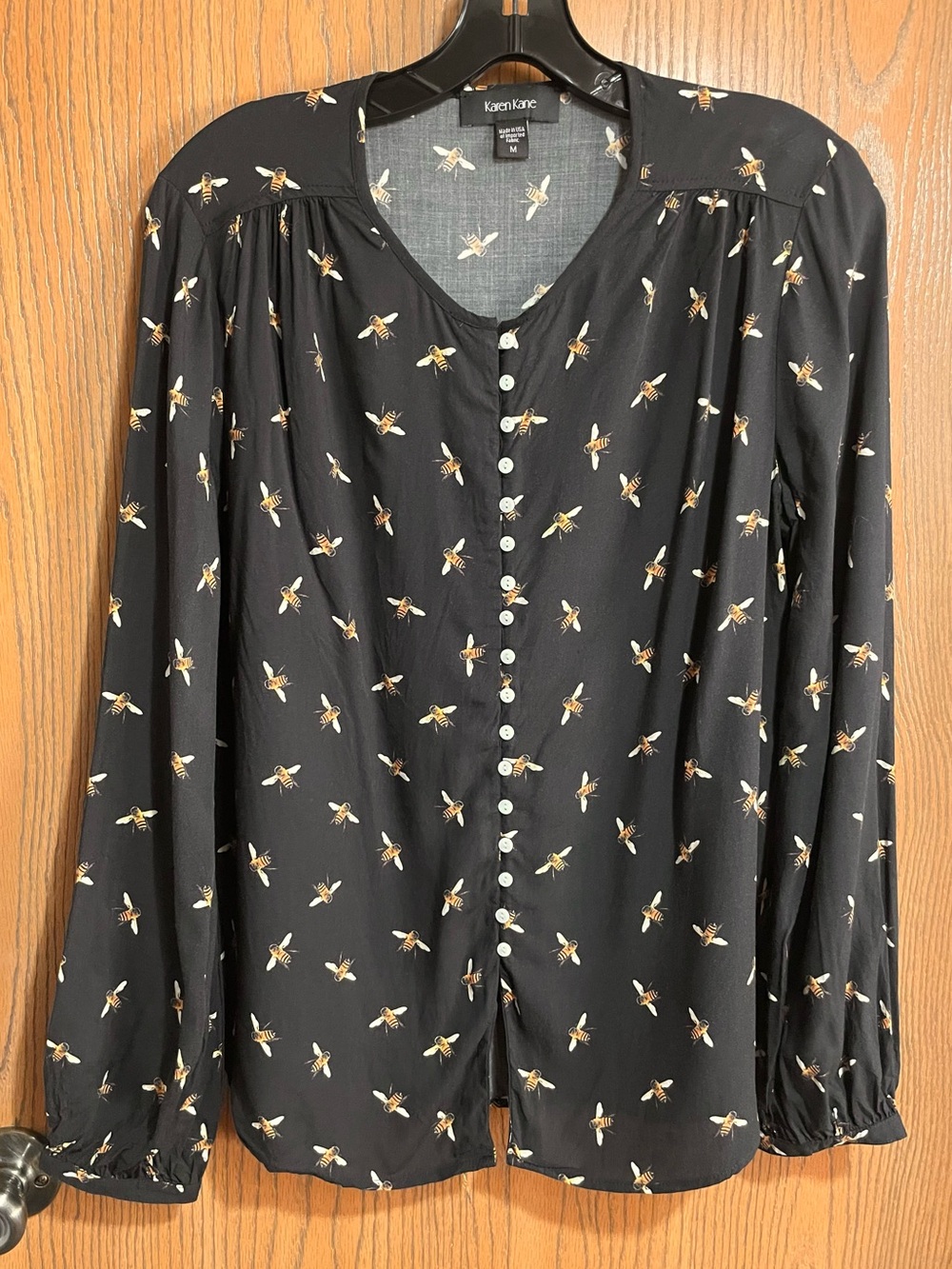 Karen Kane Bee Print Button-Front Blouse